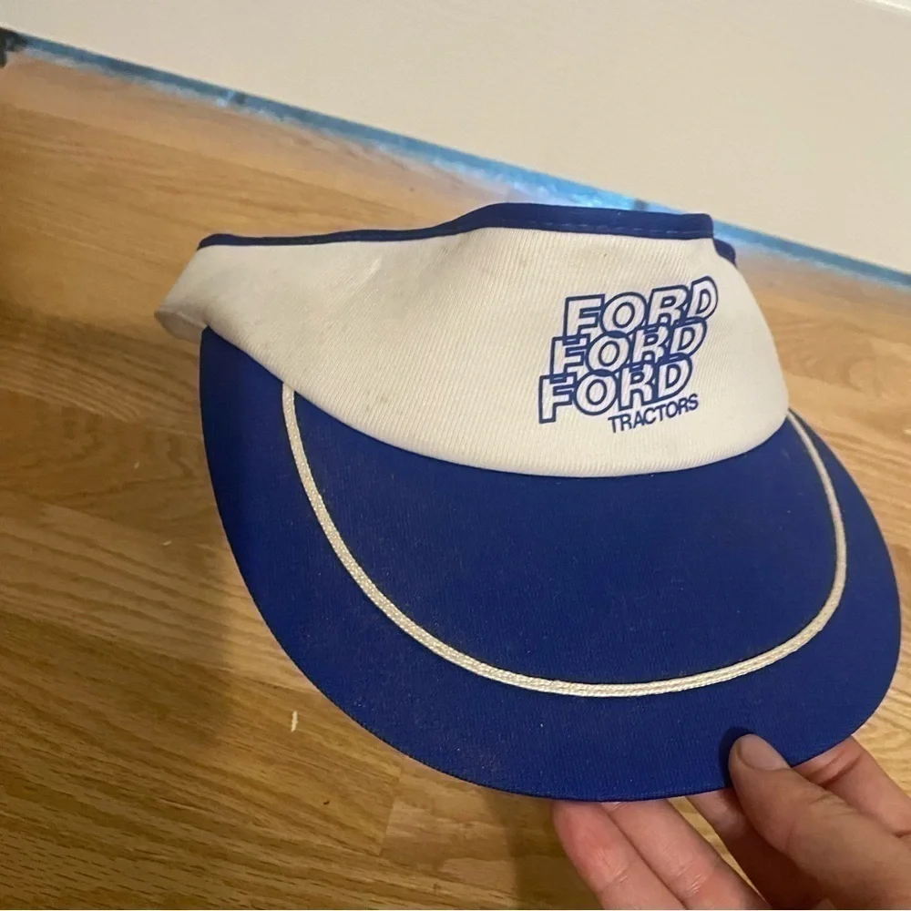 Vintage Ford Ford Ford Tractors Visor Cap Blue White Snap Back 80s 90s
